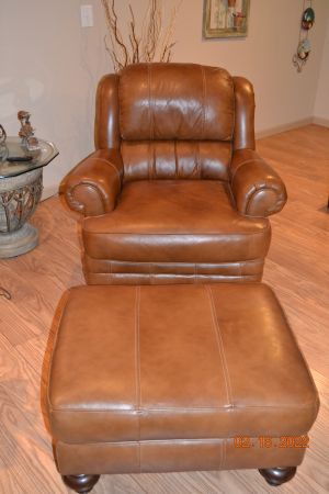 Leather chair & ottoman